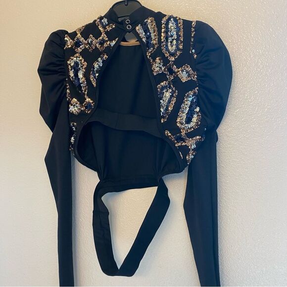 Revolution 10th House Dance Costume 2 piece black sequin BIONIC TH23116 MA adult - Picture 4 of 14